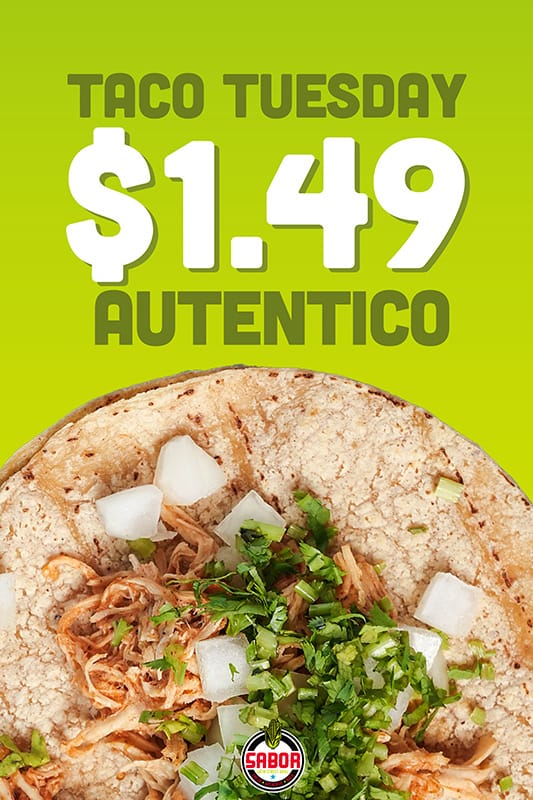 Taco Tuesdays - Taco Happy Hour. $1.49 Taco Autenticos, $2.00 Tacos Americanos, $3.00 Chimi shrimp